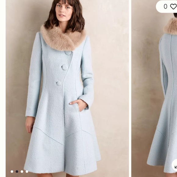 ANTHROPOLOGIE SIZE 4 elevenses beatrix coat *RARE* fur collar, ice queen - Picture 9 of 9
